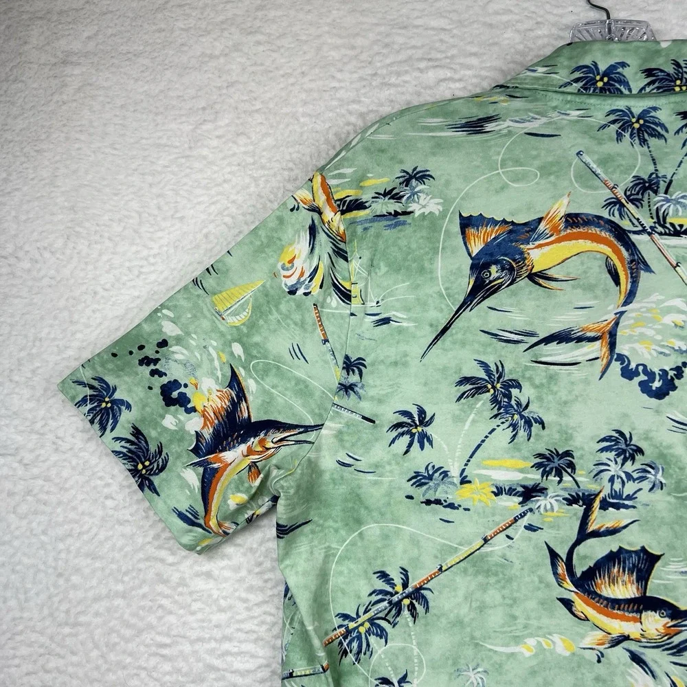Polo Ralph Lauren Green Deep Sea Fishing Marlin Short Sleeve Polo Shirt Men's M